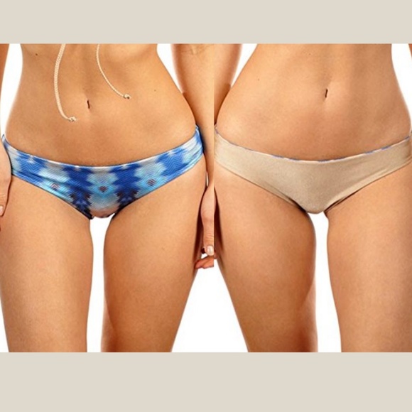 NEW WATER GLAMOUR Jesse Bikini Bottom in Blue Nude [SZ‎ Small ] - Picture 1 of 11